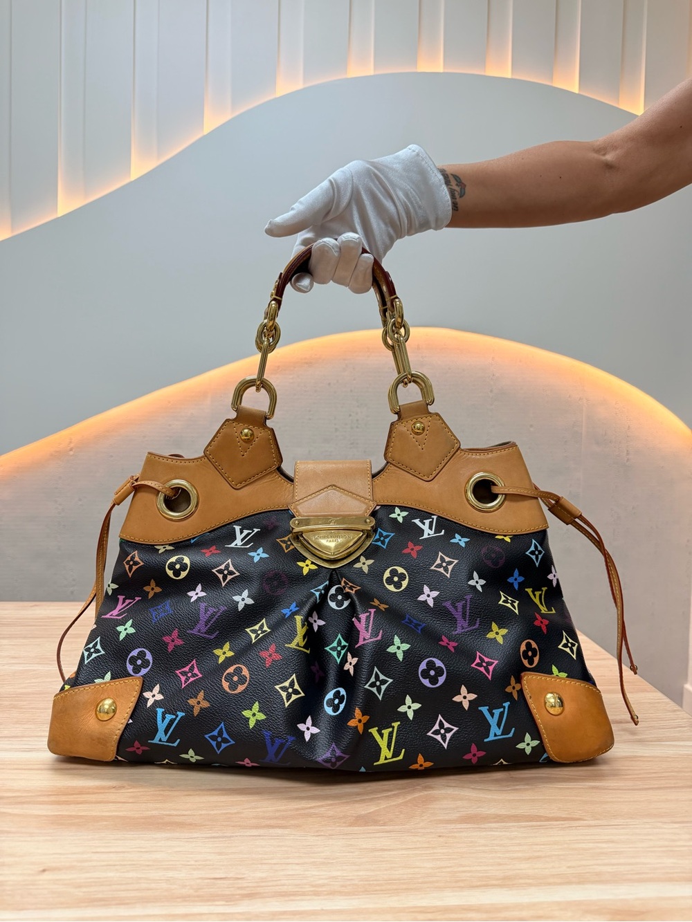 Louis Vuitton Multicolor Murakami Monogram Black Canvas Leather Shoulder Bag ✨